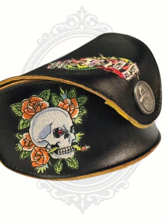 Ed Hardy Death Is Certain Skull Sunglasses EHS015 Black Leather Arms + Case main image 15